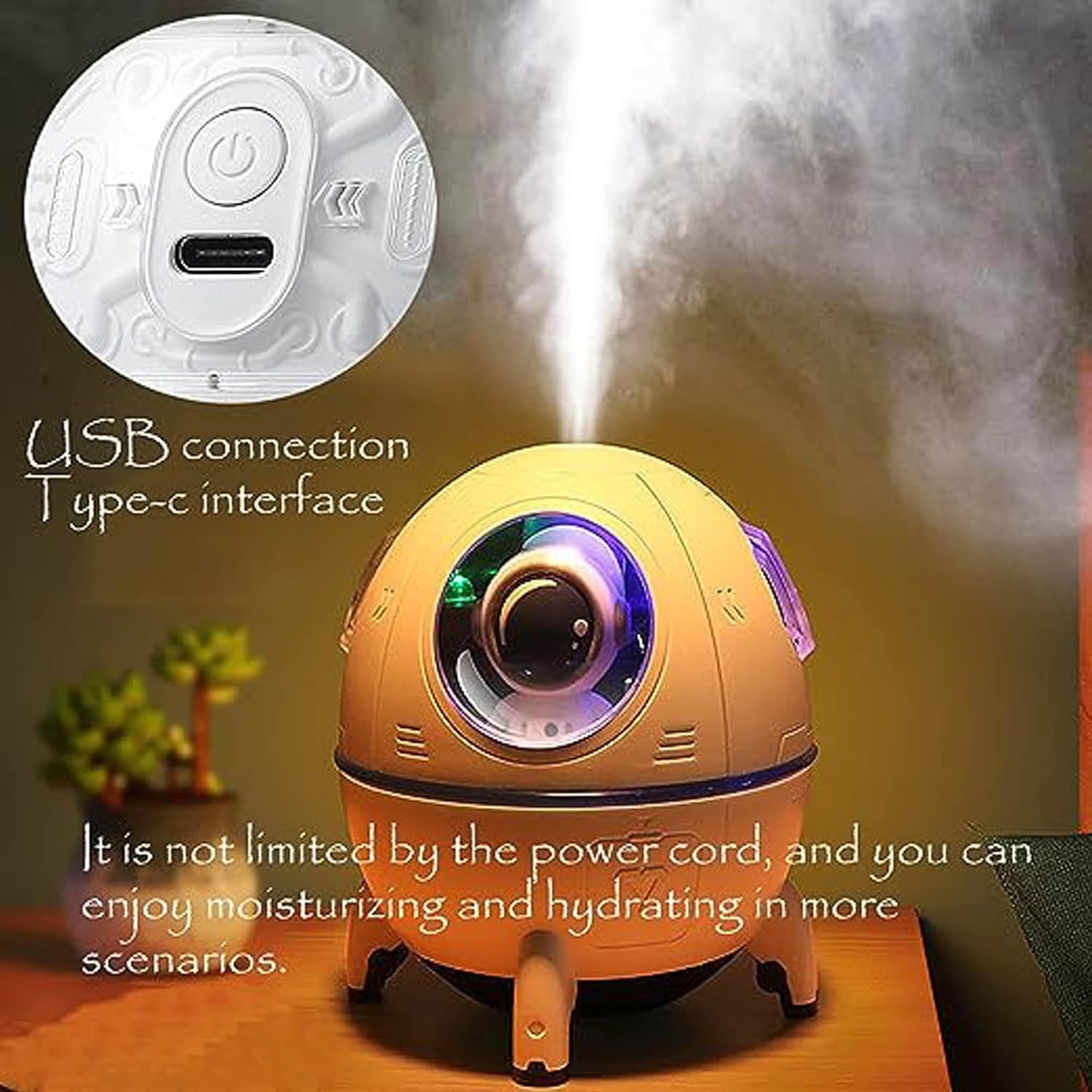 SkyShopy Space Capsule Humidifier, Mini Cute Humidifier, Portable Space Capsule Humidifier, 220ml USB Ultrasonic Quiet Air Humidifiers for Home Car Bedroom Office and Travel SkyShopy Space Capsule Humidifier, Mini Cute Humidifier, Portable Space Capsule Humidifier, 220ml USB Ultrasonic Quiet Air Humidifiers for Home Car Bedroom Office and Travel